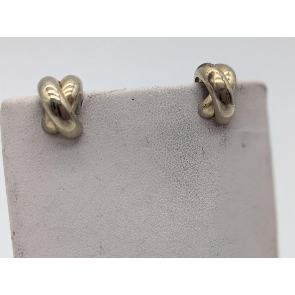 Vintage Crisscross Hoop Earrings - Timeless Gold Tone Statement Hoops